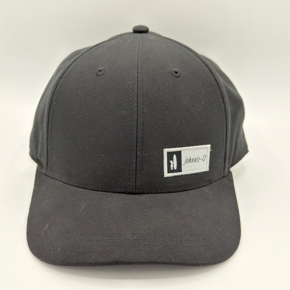 Johnnie-O Hat Black Snapback Baseball Cap Surf Logo OSFM